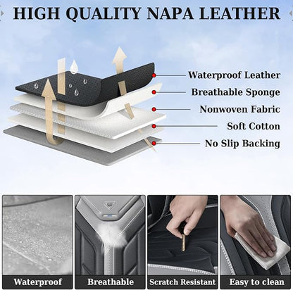 Coverado Seat Covers, Car Seat Covers Front Seats, Leather Seat Covers for Cars, Automotive Seat Covers Car Seat Protector Car Seat Cushion Universal Fit for Most Sedans SUV Pick-up Truck(Gray&Black)