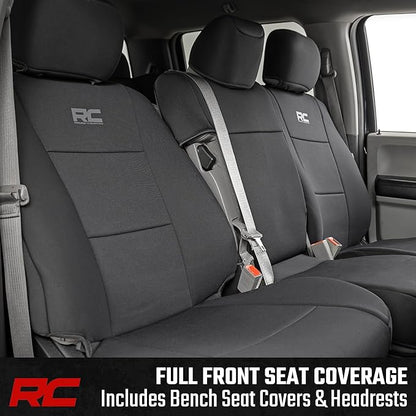 Rough Country Neoprene Front Seat Cover for Ford F-150, Lightning, F-250 & F-350 (2015-2026) Crew Cab w/Front Bench Seat