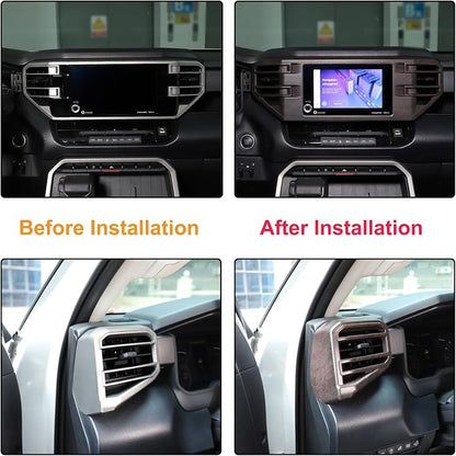 Car Center Console Air Conditioning Outlet Trim Cover Kit Compatible with Toyota Tundra/Sequoia 2022-2026, Dashboard Side A/C Vent Panel Decorative Frame Protector ABS Accessories, For 8-inch Screen