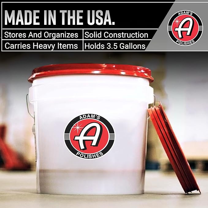 Adam's Polishes Wash Bucket (3.5 Gallon Bucket + Grit Guard) - Car Detailing Tool for Car Washing & Garage Storage | Stores Car Wash Soap, Foam Cannon, Foam Gun, Microfiber Towels & More