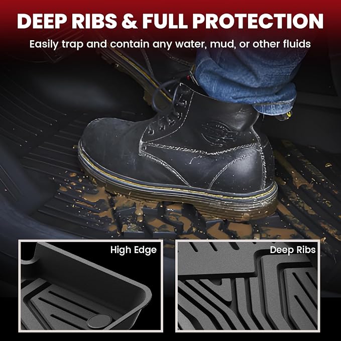 LASFIT Floor Mats & Trunk Mat for Honda CR-V 2017-2022 Gas Only (Upper Position), All Weather Protection TPE Floor Liners 1st & 2nd Row & Cargo Mat Full Set, Black