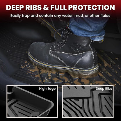 LASFIT Floor Mats & Trunk Mat for Honda CR-V 2017-2022 Gas Only (Upper Position), All Weather Protection TPE Floor Liners 1st & 2nd Row & Cargo Mat Full Set, Black