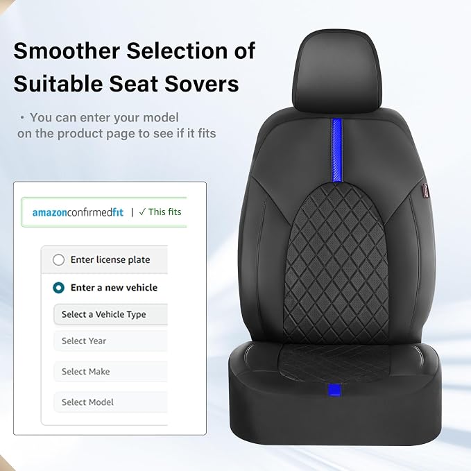 Coverado Car Seat Cover Protector Front Seats, Waterproof Front Seat Covers for SUV, Pickup Truck, Sedan, Automotive Vehicle Interior, Waterproof and Durable All Weather Protector (Black-Blue)