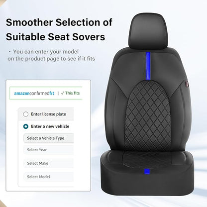 Coverado Car Seat Cover Protector Front Seats, Waterproof Front Seat Covers for SUV, Pickup Truck, Sedan, Automotive Vehicle Interior, Waterproof and Durable All Weather Protector (Black-Blue)