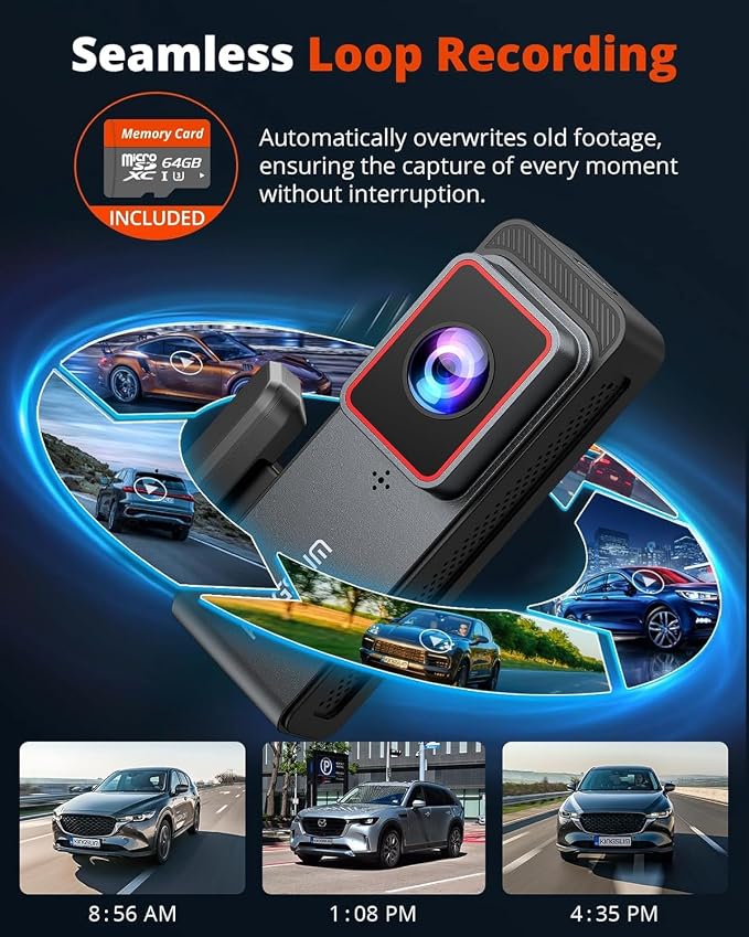 Kingslim 4K Dash Cam Front and Rear with 64GB SD Card, 5G WiFi Dash Camera for Cars, 1.5'' Screen Dashcam Wireless APP Control, Support G-Sensor/Time Lapse 2 Kinds Parking Monitor