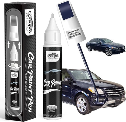 Lunar Blue Metallic(890/5890) for Mercedes Benz Touch Up Paint Pen, 2 in 1 Car Scratch Remover with Pen Tip and Brush, Precise Color Match for Car Paint Scratch Repair, Quickly and Easily Fix Chips and Nicks