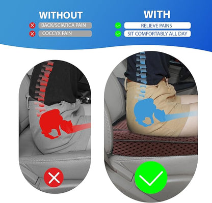 Lofty Aim Car Seat Cushion, Comfortable Memory Foam Seat Pillow for Driving, Sciatica-Back Pain Relief, Cushion for Car-Truck, Office, Wheelchair - Mesh Brown
