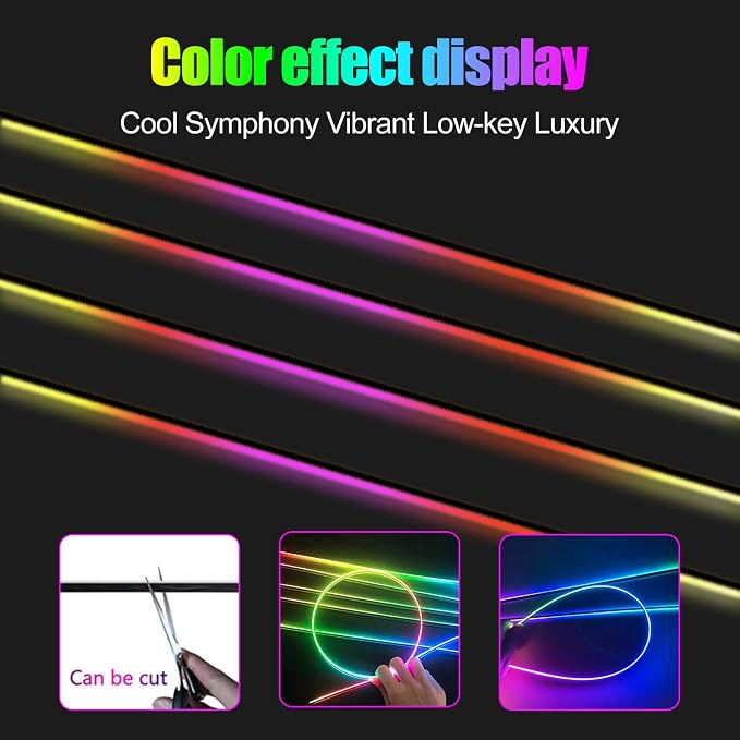 HMYC Car Interior Ambient Lights,18 in 1 128 Colorful LED Acrylic Fiber Optic Strip,Universal Multiple Modes Decoration Atmosphere with Music Sync Rhythm,APP Control,RGB Neon Lighting for All Cars
