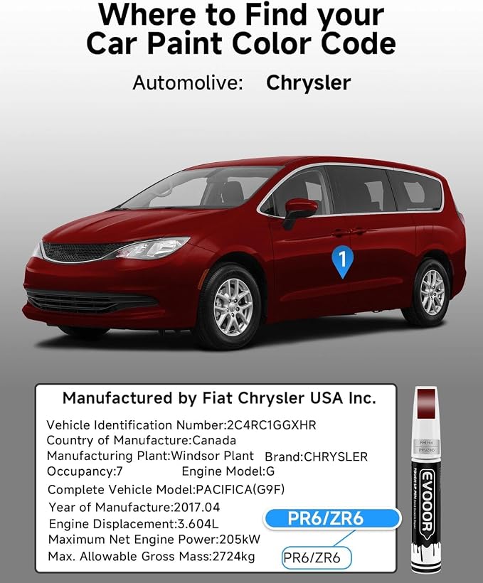 Red Hot(PR6/ZR6) Touch Up Paint Compatible with Chrysler Exact Match 2 in 1 Touch up Paint for Chips and Nicks Repair with 2pcs Disposable Micro Applicators