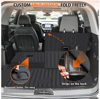 All Weather Car Floor Mats Cargo Liner with Backrest Mat for 2021-2025 Jeep Grand Cherokee L (Only 6-Seats w/o Center Console), TPE Rubber Liners Full Set for Jeep Grand Cherokee Accessories