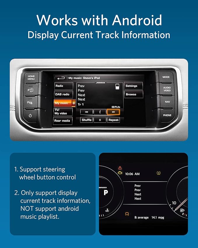 Airdual Bluetooth 5.0 aptX-HD Adapter for Land Rover, Range Rover, Jaguar iPod iPhone Music Interface