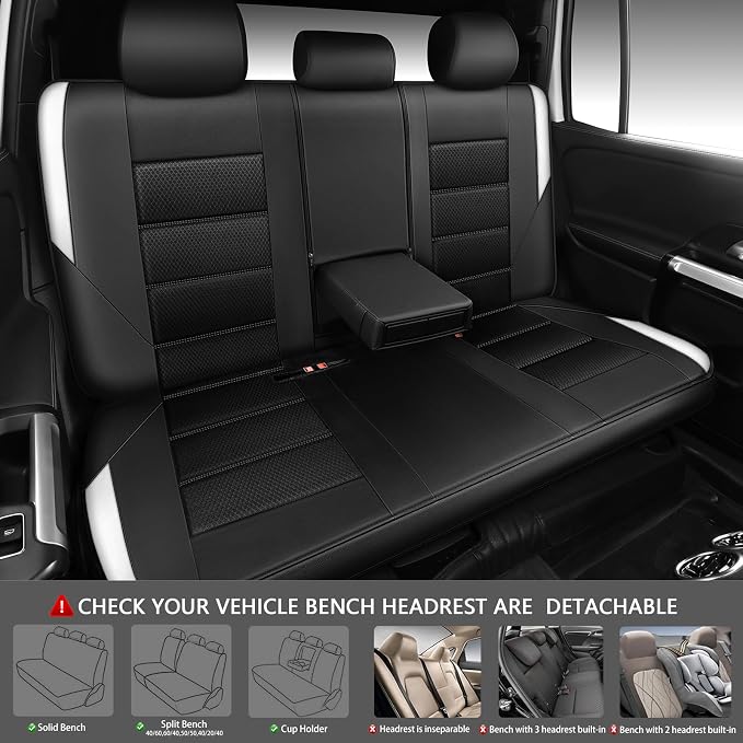 CAR PASS Memory 3D Foam Car Seat Covers Full Set, Breathable Mesh Thick Seat Covers for Cars,White Leather Seat Covers,Airbag Compatible Universal Automotive Comfort for SUVs Trucks SUV, Black White