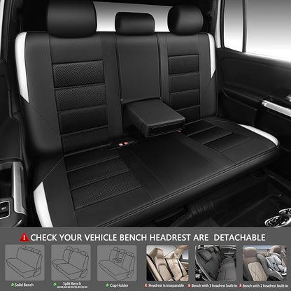 CAR PASS Memory 3D Foam Car Seat Covers Full Set, Breathable Mesh Thick Seat Covers for Cars,White Leather Seat Covers,Airbag Compatible Universal Automotive Comfort for SUVs Trucks SUV, Black White