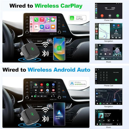 2026 Upgraded Wireless CarPlay Adapter & Android Auto, 2 in 1 Mini Dongle with Cooling Vents for Stable Connection, Converts Wired to Wireless, 5GHz WiFi No Delay, Plug & Play for Factory Wired Cars