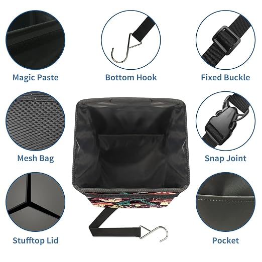 Car Trash Can – Multi-Purpose, Lightweight and Portable with Durable Water-Resistant Coating, No Installation Required, Practical and Ample Capacity, Variety of Colors.Mushroom