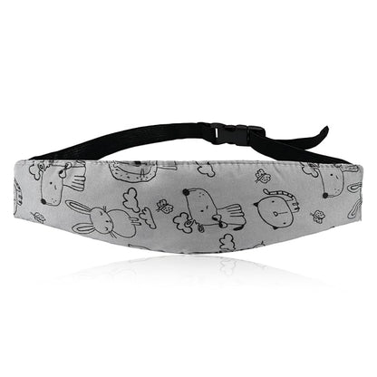 Luckyiren 2-Pack Baby Car Seat Head Support Strap, Blue Cotton with Cartoon Dog Print, Adjustable Headband for Stroller, Machine Washable Neck Support for Infants and Toddlers
