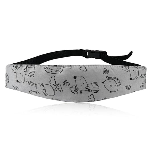 Luckyiren 2-Pack Baby Car Seat Head Support Strap, Blue Cotton with Cartoon Dog Print, Adjustable Headband for Stroller, Machine Washable Neck Support for Infants and Toddlers