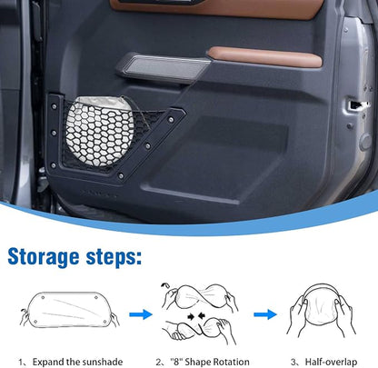 Windshield Sun Shade Compatible with Ford Bronco 2026 2025 2024 2023 2022 2021, Foldable Sun Visor Protector Blocks UV Rays Sunshade for Bronco 2 Door 4 Door Interior Accessories