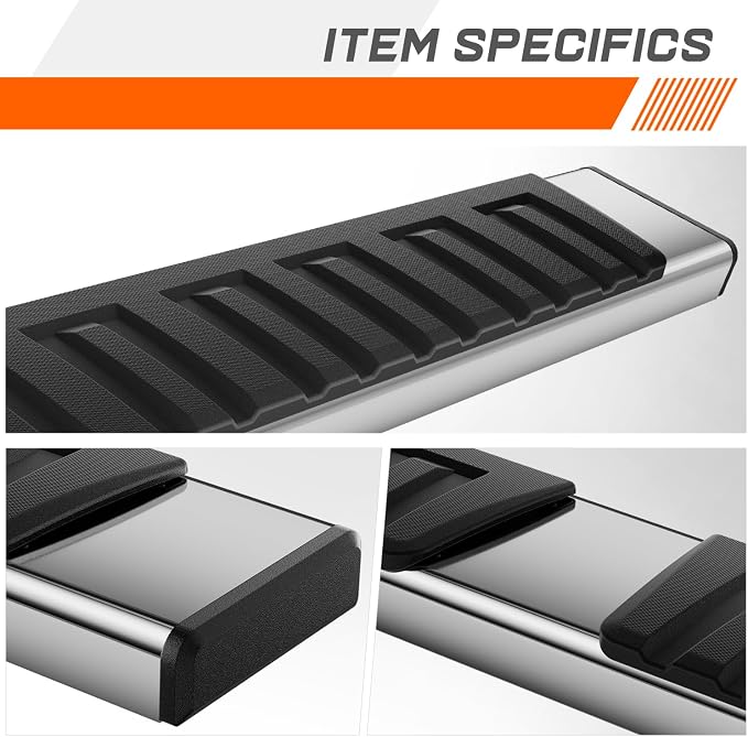 6.75" Running Boards Compatible with 04-24 Nissan Titan King Extended Cab | Pair of Stainless Steel Flat Side Step Nerf Bars for Truck, Heavy Duty Polished Chrome Step Bars