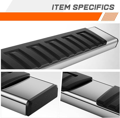 6.75" Running Boards Compatible with 04-24 Nissan Titan King Extended Cab | Pair of Stainless Steel Flat Side Step Nerf Bars for Truck, Heavy Duty Polished Chrome Step Bars