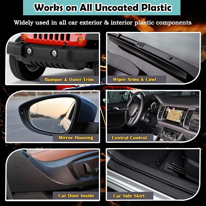 Car Trim & Plastic Restorer for Refreshing Faded Plastic, Leather, Vinyl & Rubber Trim with Polish, Black Plastic Restorer Automotive Shiny Stuff, Black Car Exterior & Interior Care-200ml