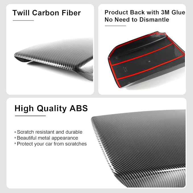 Carbon Fiber Center Armrest Cover Compatible with Honda Accord 2018–2022, Interior Console Lid Trim Accessories for 10th Gen Accord