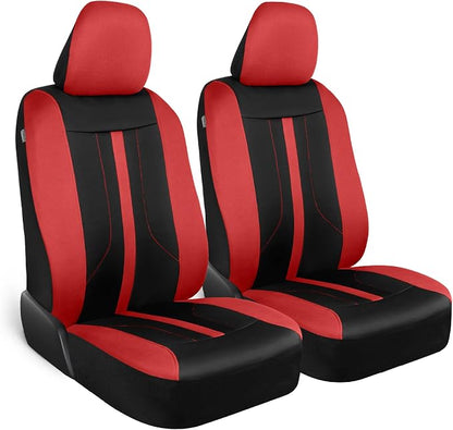 Motor Trend Red Cloth Car Seat Covers for Front Seats – Premium Automotive Bucket Seat Covers, Made for Vehicles with Removable Headrests, Interior Covers for Car Truck Van SUV
