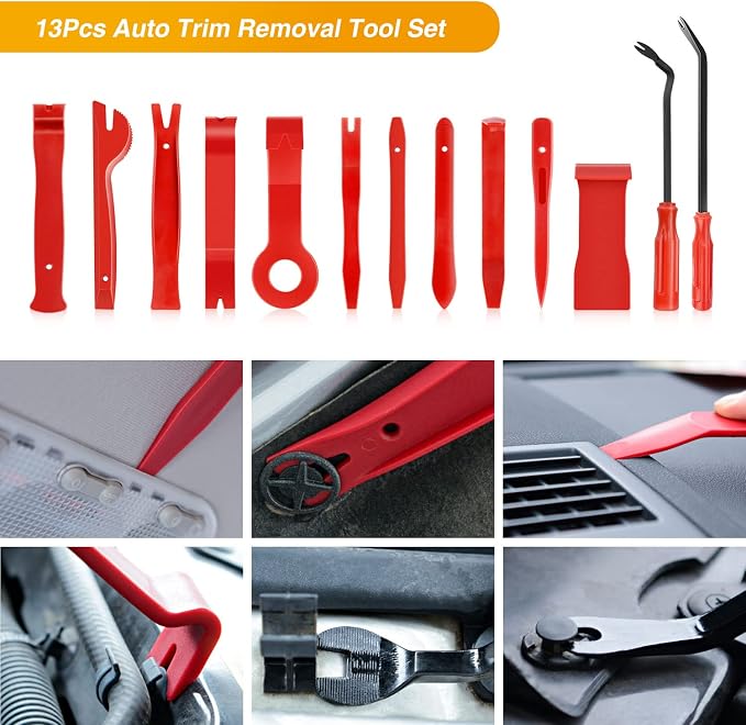GOOACC Nylon Bumper Fastener Rivet Clips Car Clip Panel Audio Video Dashboard Dismantle Kits Installer Removal Tool (13PCS Trim Removal Tool Set)