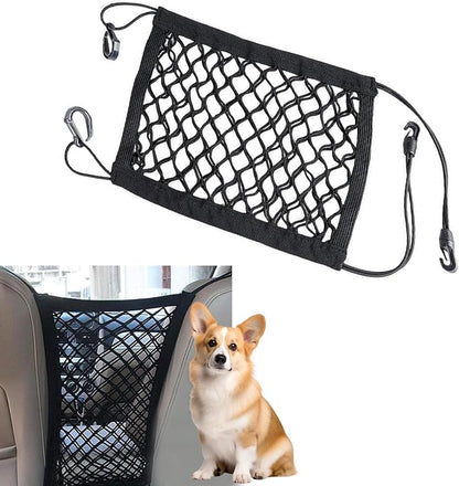 1 PC Car Separator Mesh Between Front Seats, 11.4" x 10.2" Double Layer Coarse Mesh Pet Anti-falling Safety Barrier, Portable Multifunctional Organizer Accessory, Suitable for Cars (Black)