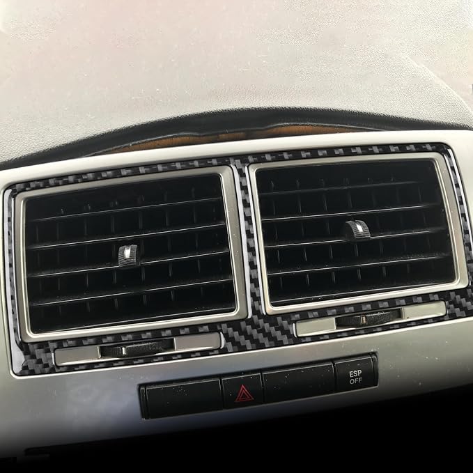 Car Center Console A/C Air Vent Decal Air Outlet Sticker Real Carbon Fiber Trim Compatible with Dodge Charger 2008 2009 2010 Interior Accessories Decor 2PCS Black
