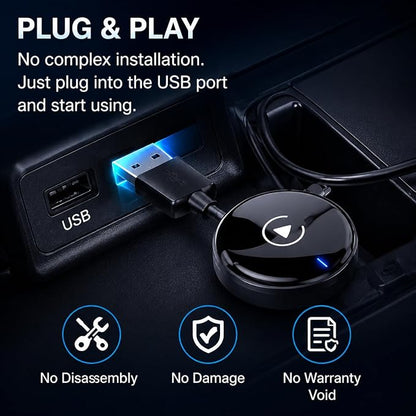 Compact USB Wireless Carplay/Android Auto Adapter for Renault Twingo 2016-2024,Voice Control Plug and Play