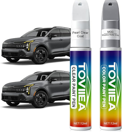 Shadow Matte Gray(MGG) Touch Up Paint Compatible with KIA,2-In-1 Car Scratch Remover Pen,Car Paint Scratch Repair Kit for Scratches,Chips & Nicks,2-PCS SET