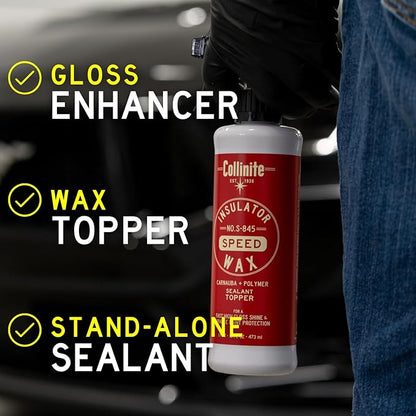 Collinite S-845 Insulator Wax Speed-Carnauba + Polymer Sealant+Spray Wax Topper. High Gloss Shine + Paint Protection & Durable Hydrophobics. Fast Spray& Wipe Results for Cars, Trucks, RV (16 fl oz)
