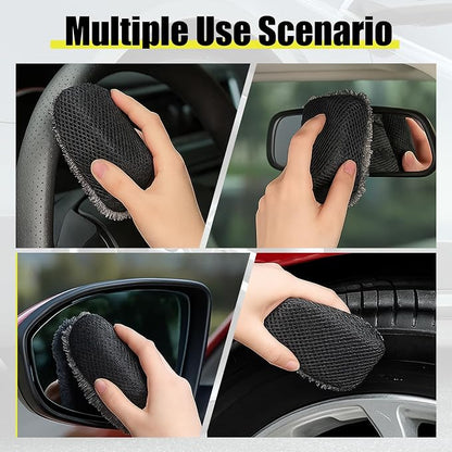 3 PCS Tire Shine Applicator Sponges, Microfiber Tire Brightener Applicator Pad Durable and Reusable Tires Dressing Applicators Pad, Tires Applicator-Pad for Car Detailing Cleaning Sealant Conditioner