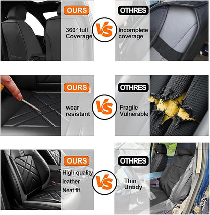 Ranger Car Seat Covers Custom Fit for Ford Ranger 2019-2026, Full Coverage Leather Waterproof Breathable Seat Covers, Automotive Seat Protectors, Airbag Compatible(2 Front Seats, Black Gray)