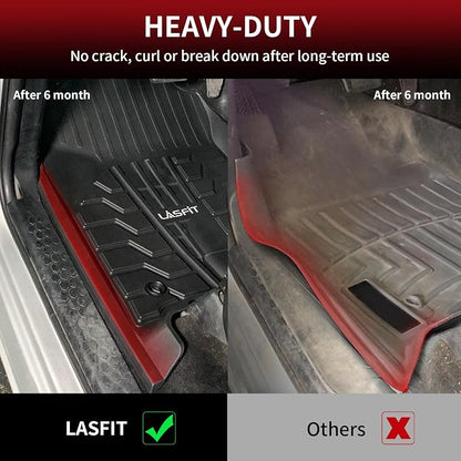 LASFIT Floor Mats for Ram 1500/2500/3500 Crew Cab 2013-2018 Front, for Ram 1500 Classic Crew Cab 2019-2024 All Weather TPE Custom Fit Car Mats Truck Front Liners 1st Row Only, Black