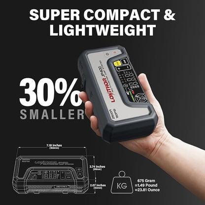 LOKITHOR JP400 Jump Starter with Air Compressor, 2500A 12V Portable Car Battery Booster Pack (8.5L Gas/6.5L Diesel) with ConnectMax Tech, 150PSI Tire Inflator, Auto-Shutoff & Dynamic Dwell (White)