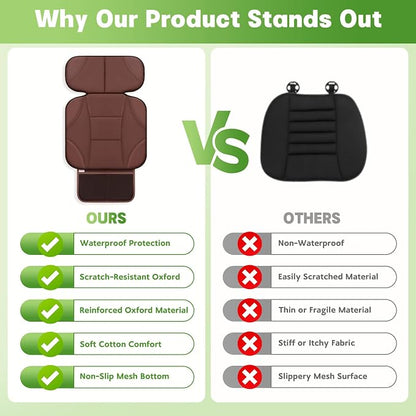 Siivton Car Seat Protector for Kids, Anti-Slip Design, Thick Padding, Prevents Seat Marks, 2 Storage Pockets for Toys & Snacks, Fits Most Cars, Black (Brown, 1 Pack)