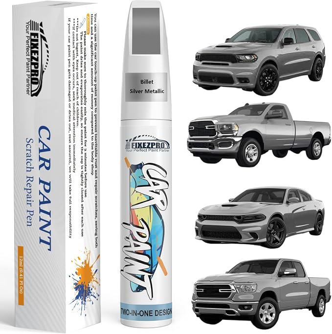 Billet Silver Metallic(PSC/JSC) Touch Up Paint for Ram, Exact Color Match Car Paint Scratch Repair Remover Pen Kit Fix Vehicle Chips and Automotive Nicks Scuff