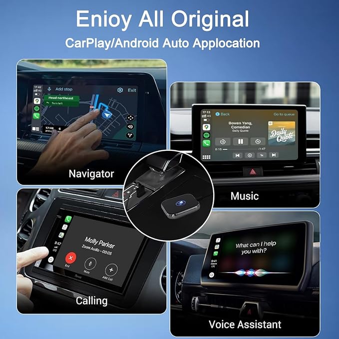 Wireless CarPlay Adapter 2026 Upgraded, Mini Design Converts Factory Wired to Wireless CarPlay, Plug & Play Auto Connect Fast Stable for iPhone iOS 10+ Cars 2015+ with USB C/A