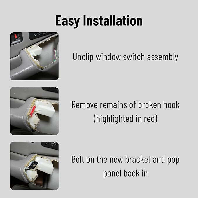2Pcs Car Door Arm Rest Switch Panel Clip Repair Kit, Compatible with 2003-2007 Chevrolet Silverado Tahoe Suburban Avalanche & GMC Sierra Yukon, Driver & Passenger Side Door Armrest Bracket Fix (Black)
