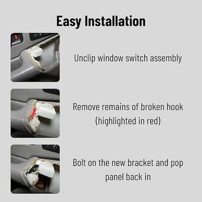 2Pcs Car Door Arm Rest Switch Panel Clip Repair Kit, Compatible with 2003-2007 Chevrolet Silverado Tahoe Suburban Avalanche & GMC Sierra Yukon, Driver & Passenger Side Door Armrest Bracket Fix (Black)