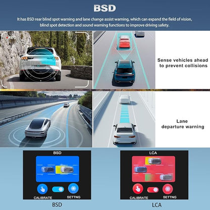 4K Mirror Dash Cam, Front and Rear View Mirror Dual Cameras for Cars with 64G Card GPS BSD 9.66 inch HD Rear View Mirror WiFi App Control Night Vision G Sensor Loop Recording Parking Monitoring