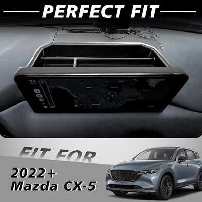Muslogy Center Console Front Organizer & Dash Storage Box Insert Tray Behind Screen Compatible with Mazda CX5 CX-5 Accessories 2022-2025 Sunglasses Coin Holder(Console Front Tray&Dash Organizer)