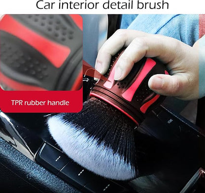 1 PC Car Detail Brush, Spherical Ultra Soft Detailing Brush, Spherical Detail Brush with Storage Rack, Universal Car Cleaning Tools, for Most Cars, Trucks, SUVs (Red)