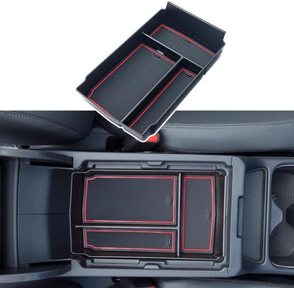 PIMCAR Center Console Organizer for 2023 2024 2025 2026 Honda CR-V LX/EX/EXL/Sport/Sport-L/Sport Touring Hybrid ABS Plastic Material Armrest Box Insert Tray Accessories-Red Trim