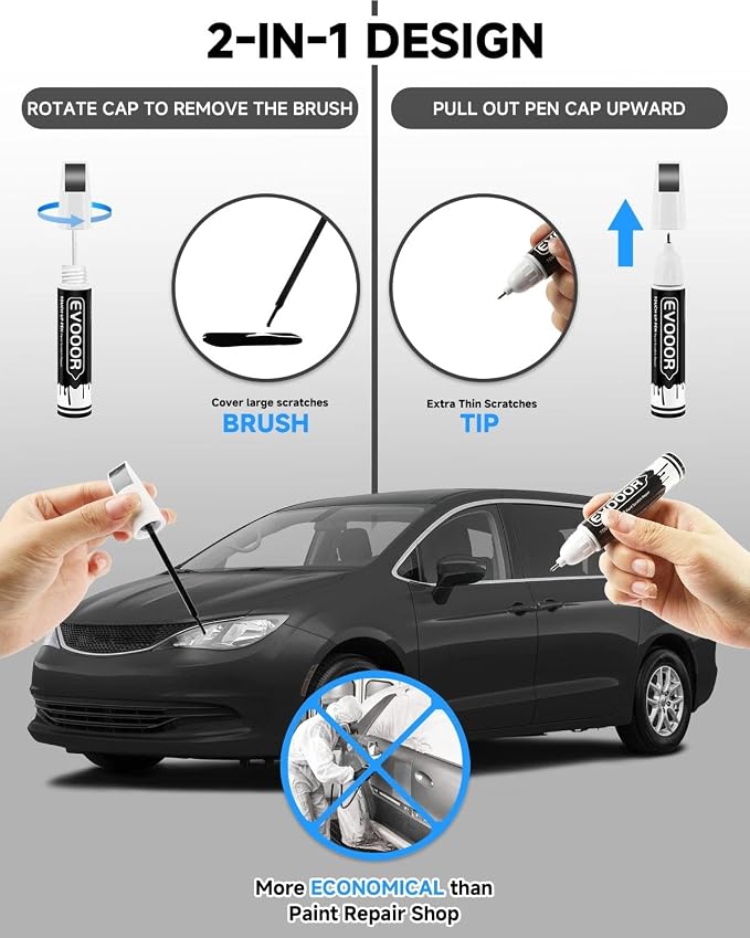 Granite Crystal Metallic(PAU/LAU) Touch Up Paint Compatible with Chrysler Exact Match 2 in 1 Touch up Paint for Chips and Nicks Repair with 2pcs Disposable Micro Applicators