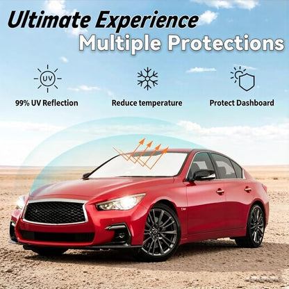 Windshield Sun Shade for Infiniti Q50 2014-2024 Car Front Window Sunshade with 240T Sun Visor Protector Blocks UV Rays Heat Sun Shield Accessories