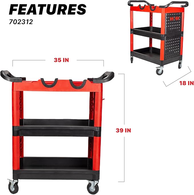 Maxshine Premium Universal Heavy Duty Detailing Cart – 3-Tier Mobile Car Detailing Cart with Locking Casters, Storage Shelves, Brush Holder & Pegboard Organizer – Garage & Mobile Auto Detailing