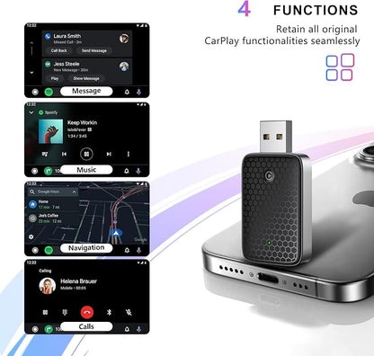 REYTID Wireless CarPlay Adapter for iPhone,Apple car Play Adapter Dongle,Convert Wired to Wireless,Plug & Play,Mini USB Design, No Delay & Stable Control for Apple iOS 10+